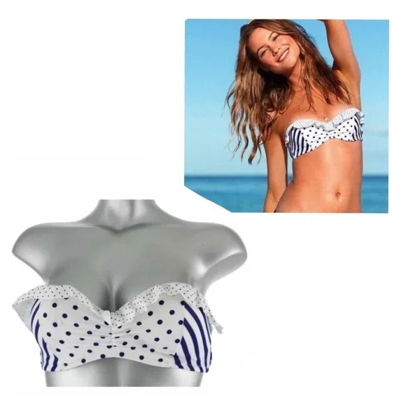 Victoria's Secret Women’s 34B Polka Dot Swimsuit Bikini Top NWOT - Picture 1 of 9
